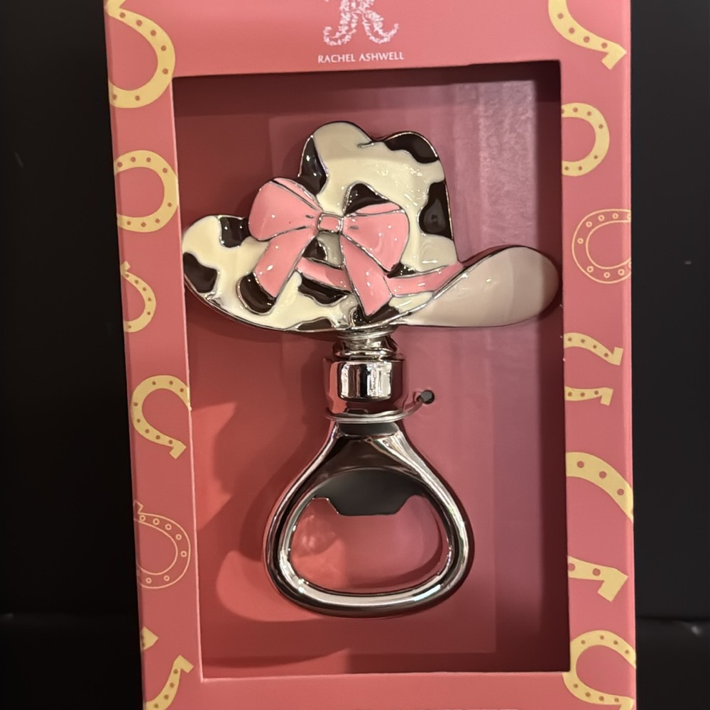 NIB Cowgirl hat with pink bow bottle opener